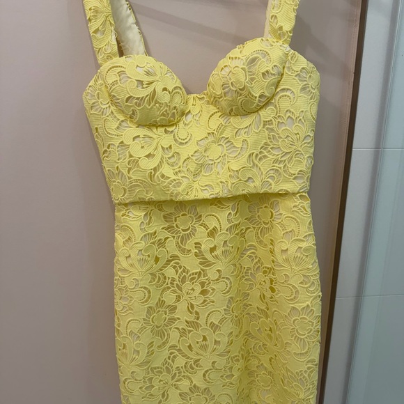 Aknvas Yellow Floral Lace Mini Dress - Picture 3 of 3